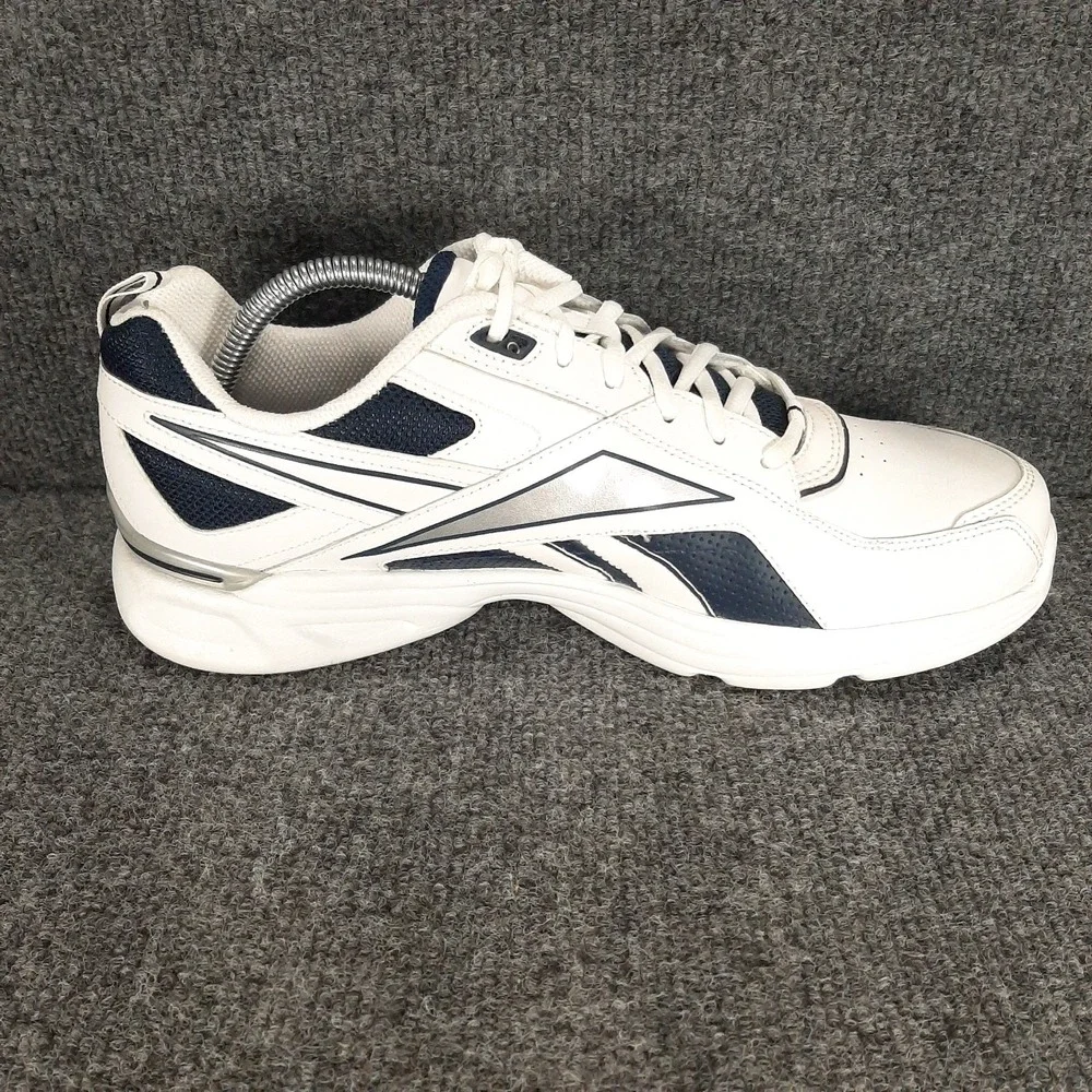 Reebok RB805 Royal Trainer Men's 10 White Navy Silver Cross Training Shoes